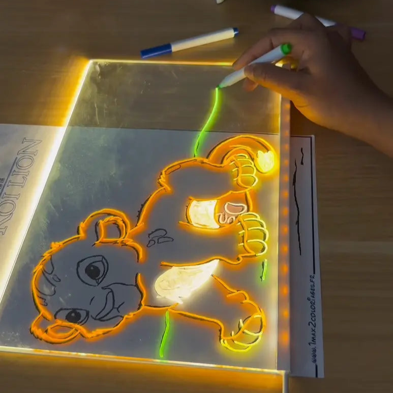 Caydo Tablette Lumineuse à Calquer 3 Niveaux - Planche à Dessin Pour Enfants Avec Protection Yeux - Cadeau Créatif